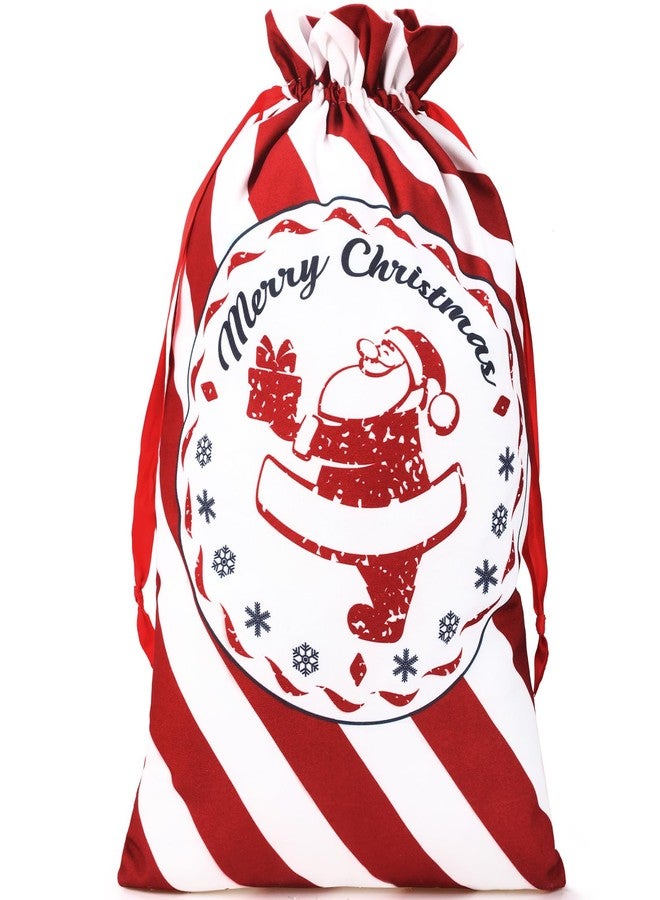 Chumia Large Christmas Gift Bag 19 x 27 Inch, Santa Burlap Gift Sack Drawstring Merry Christmas Reusable Xmas Bag for Gifts Wrapping Kids Presents Storage (Red and White Stripes) - Image 1